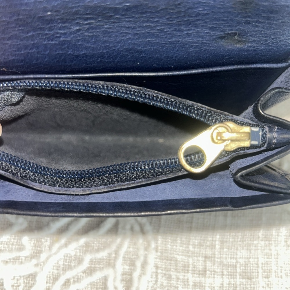 Coach Rare Vintage Tribeca Dark Blue Leather with Attached Carabiner Clip - Picture 12 of 14
